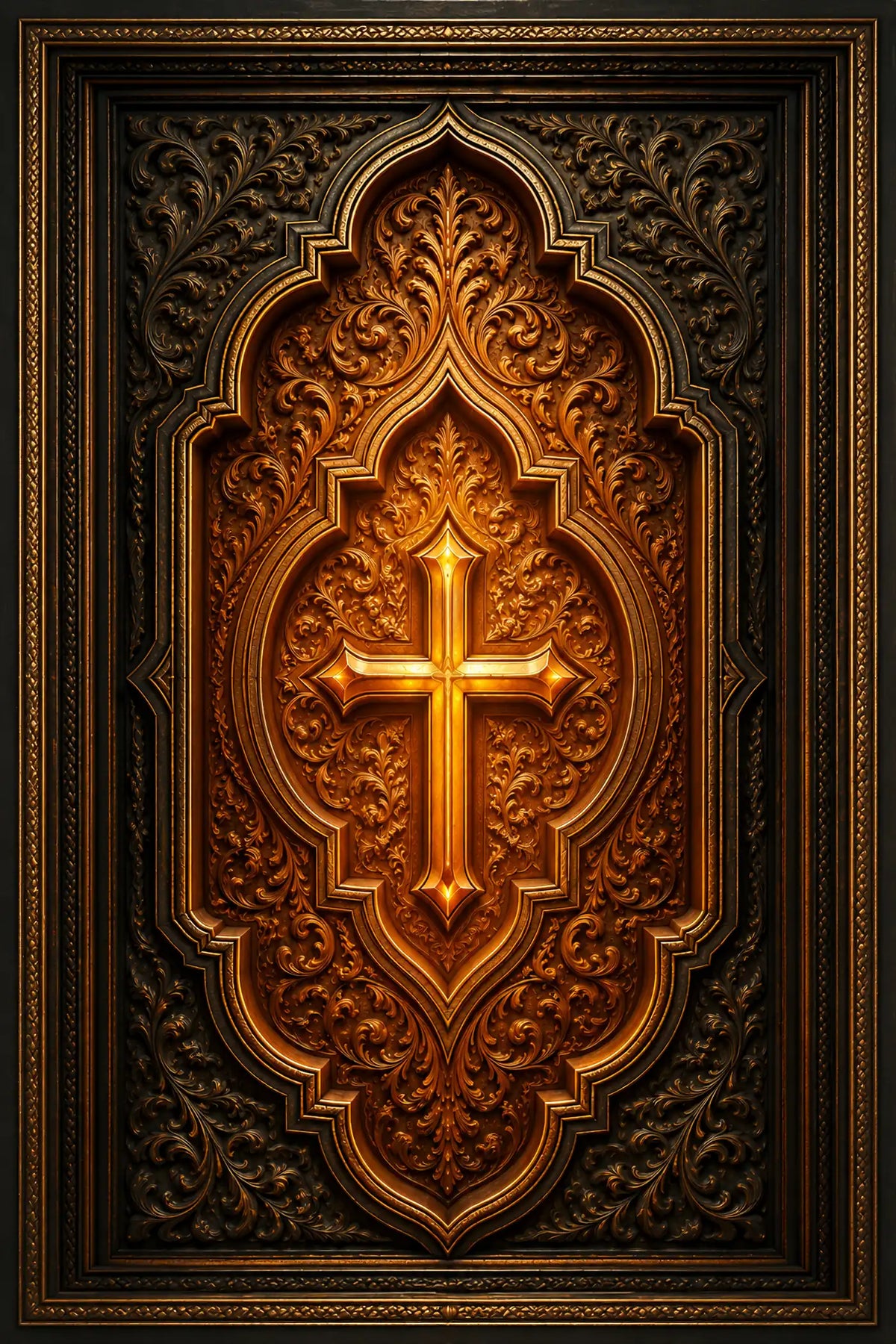 Golden cross in an ornate frame — Gilt & Geometry